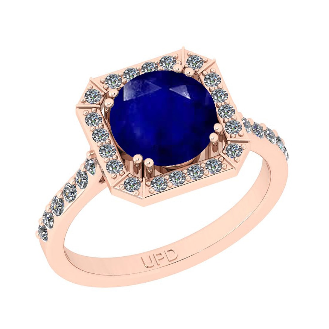 2.41 Ctw SI2/I1Blue Sapphire And Diamond 14K Rose Gold Cocktail Engagement: Center Stone Weight : 2.00 Ctw ( Round Cut) Center Stone Color :-Blue Sapphire Stone Setting : Prong Side Stone Weight Of Ctw 0.41 Ctw Side Stone Color : J-K Stone Clarity : SI2/I1 Stone Setting : Pro
