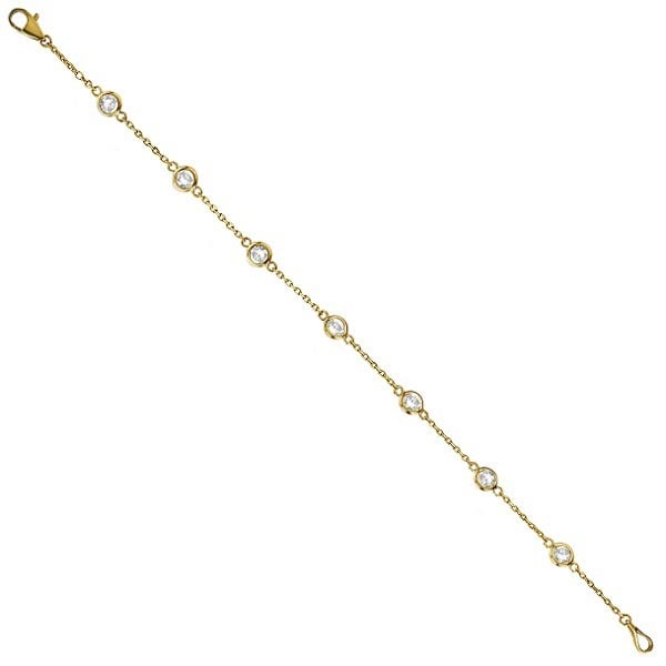 Station Bezel-Set Bracelet 14K Yellow Gold 1.00ctw: CENTER STONE; Diamond CENTER STONE CLARITY; SI1-2 CENTER STONE COLOR; J-K CENTER STONE SETTING; Bezel SIDE STONE CLARITY; SIDE STONE COLOR; SIDE STONE SETTING; ctw OF SIDE STONE: SIDE STONE QUALITY; #
