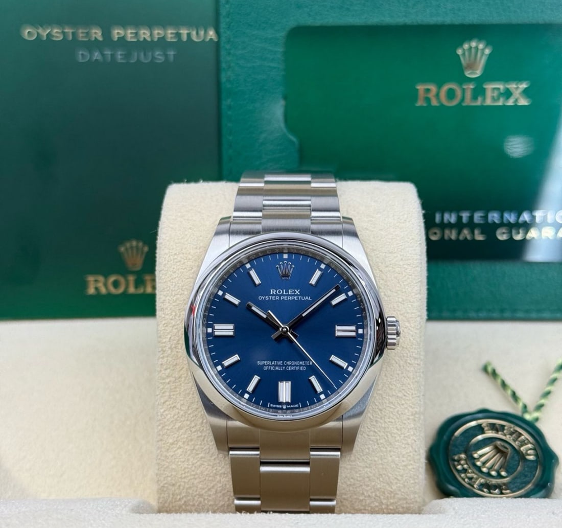 36mm Oysterperpetual Rolex Blue Dial Comes With Box & Papers (1 of 1)
