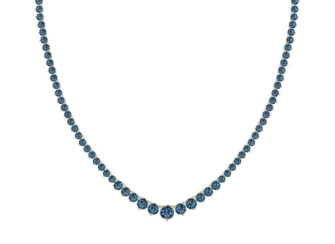 5.63 Ctw i2/i3 Treated Fancy Blue Diamond 14K Yellow Gold Necklace: Center Diamond Weight : 5.63 Ctw Center Diamond Color : Treated Fancy Blue Dimaond Center Clarity : i2/i3 Center Stone Setting : Prong Metal Weight : Approx 15.20 Gram 14K Yellow Gold Ladies Fashion N