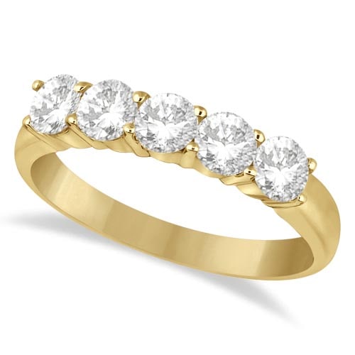 Five Stone Diamond Ring Anniversary Band 14k Yellow Gold 1.00ctw: CENTER STONE; Diamond CENTER STONE CLARITY; SI CENTER STONE COLOR; J-K CENTER STONE SETTING; Prong SIDE STONE CLARITY; SIDE STONE COLOR; SIDE STONE SETTING; ctw OF SIDE STONE: SIDE STONE QUALITY; #PAP
