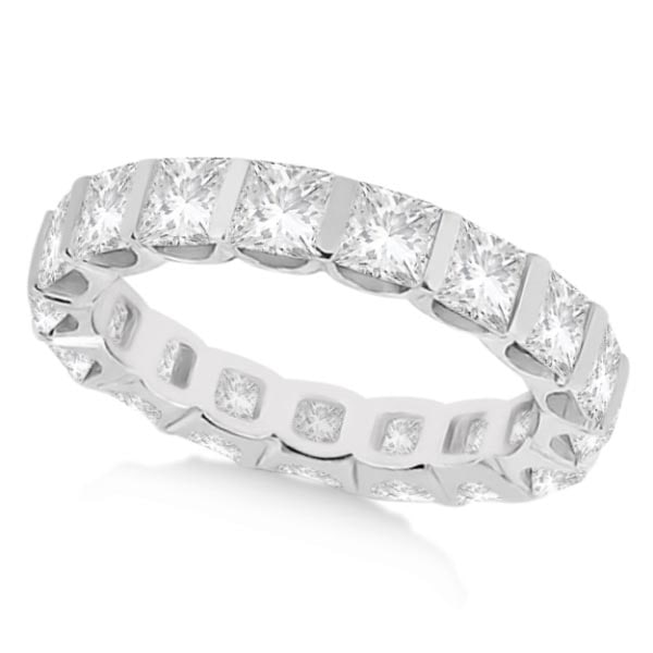 Bar-Set Princess Cut Diamond Eternity Ring Band 14k White Gold 1.15ctw: CENTER STONE; Diamond CENTER STONE CLARITY; SI1-SI2 CENTER STONE COLOR; J-K CENTER STONE SETTING; Bar SIDE STONE CLARITY; SIDE STONE COLOR; SIDE STONE SETTING; ctw OF SIDE STONE: SIDE STONE QUALITY; #