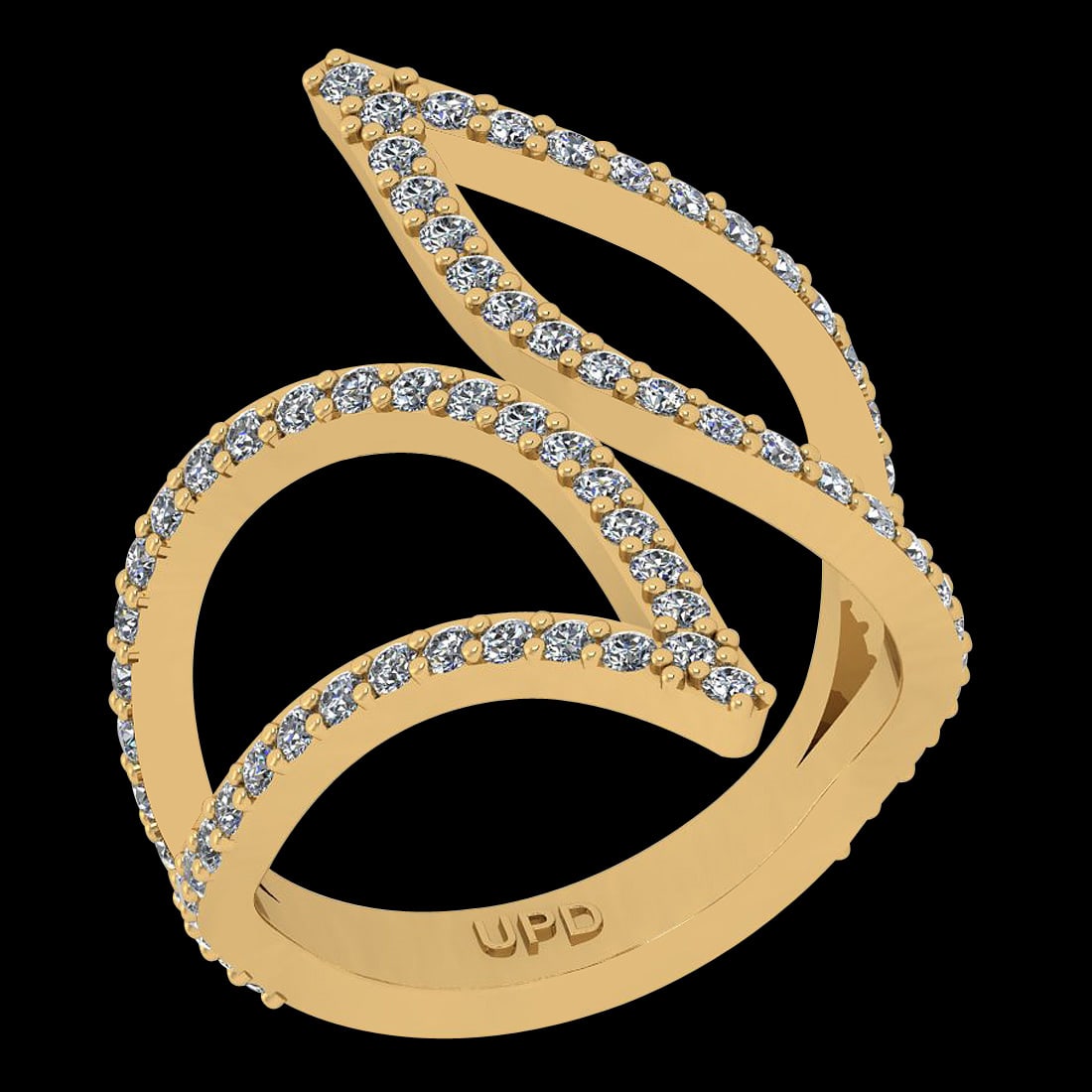 1.09 Ctw i2/i3 Diamond 14K Yellow Gold Eternity Bypass Ring: Center Diamond Weight : 1.09 Ctw (Round Cut) Center Diamond Color :- J-K Center Clarity : i2/i3 Stone Setting : Prong Metal Weight : Approx 4.00 Gram 14K Yellow Gold Eternity Bypass Ring Current Ring