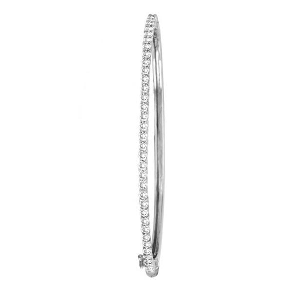 Luxury Stackable Diamond Bangle Bracelet 14k White Gold 2.03ctw: CENTER STONE; Diamond CENTER STONE CLARITY; SI CENTER STONE COLOR; J-K CENTER STONE SETTING; Prong SIDE STONE CLARITY; SIDE STONE COLOR; SIDE STONE SETTING; ctw OF SIDE STONE: SIDE STONE QUALITY; 