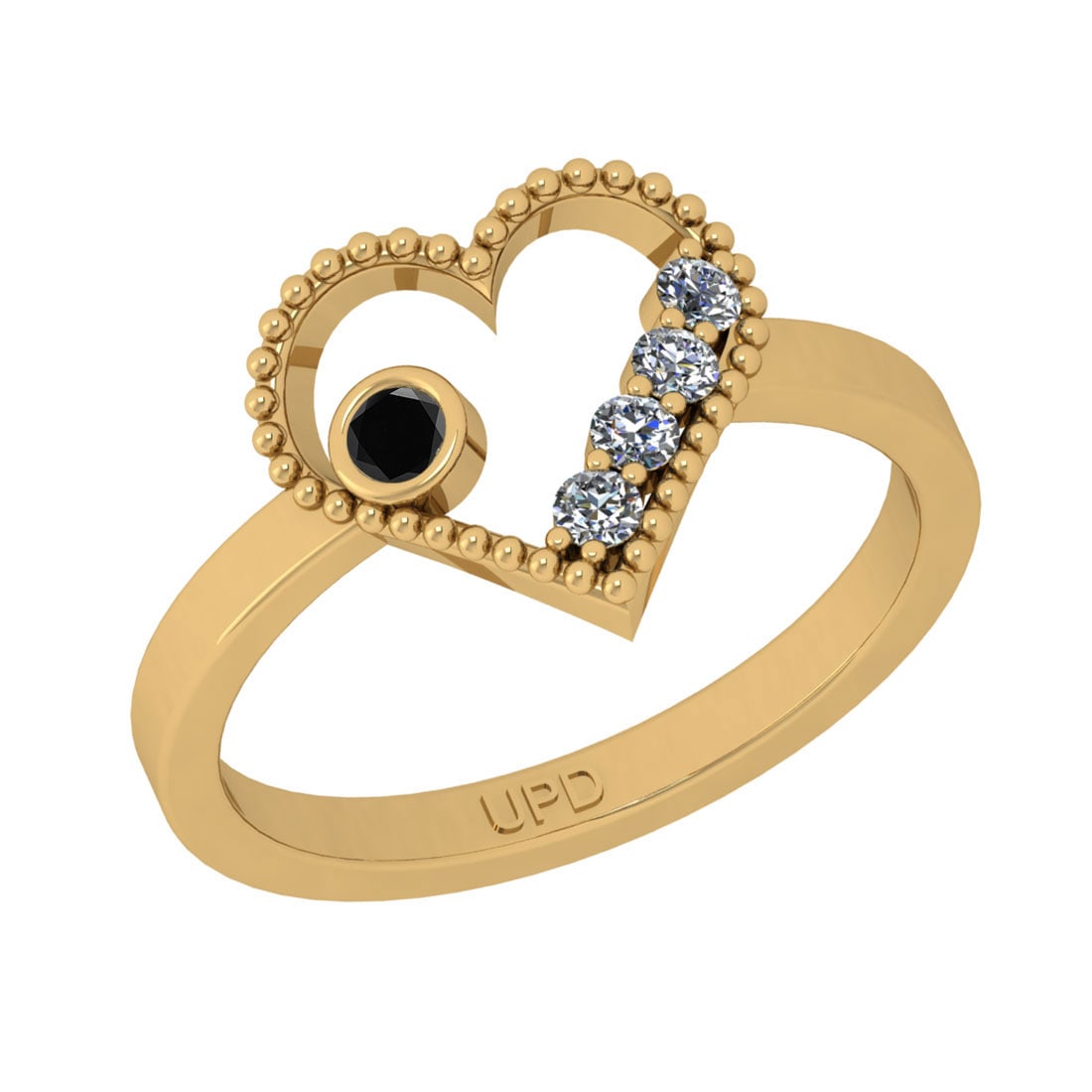 0.19 Ctw i2/i3 Treated fancy Black and white Diamond Prong Set 14K Yellow G (1 of 1)