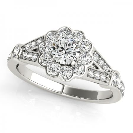 CERTIFIED PLATINUM 1.54 CTW J-K/VS-SI1 DIAMOND HALO ENGAGEMENT RING (1 of 1)