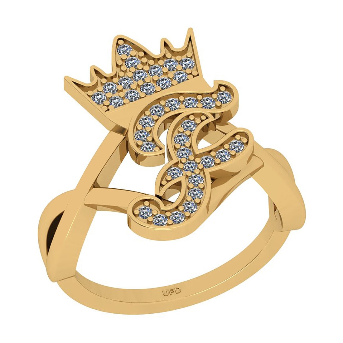 Certified 0.24 Ctw I2/I3 Diamond 14K Yellow Gold (F) Alphabet Ring: Center Diamond Approx Weight: 0.24 Ctw (Round Cut) Center Color: J-K Center Stone Clarity: I2/I3 Center Stone Setting: Prong Metal Approx Weight: 3.60 Gram 14K Yellow Gold (F) Alphabet Ring Size: 6