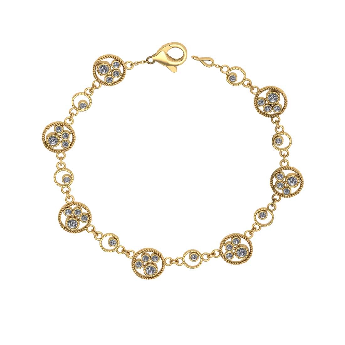 1.68 Ctw SI2/I1Diamond Ladies Fashion 18K Yellow Gold Tennis Bracelet: Diamond Stone Weight ; 1.68 Ctw ( Round Cut) Diamond Stone Color : White J-KDiamond Stone Clarity : SI2/I1 Center Stone Setting : Bezel Metal Weight : Approx 11.50 Gram 18K Yellow Gold Tennis Bracelet