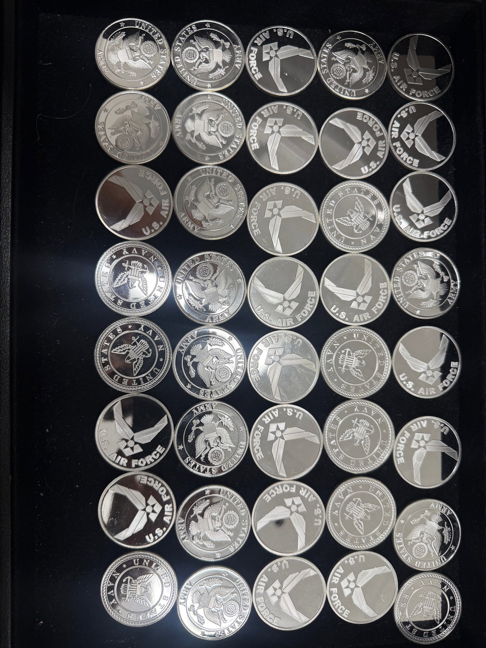 Mixed Lot of Varying Pure 1 ounce Silver .999 U.S Military Coins 40 pieces (1 of 1)