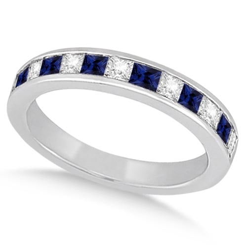 Channel Blue Sapphire and Diamond Wedding Ring 18k White Gold 2.50ctw (1 of 1)