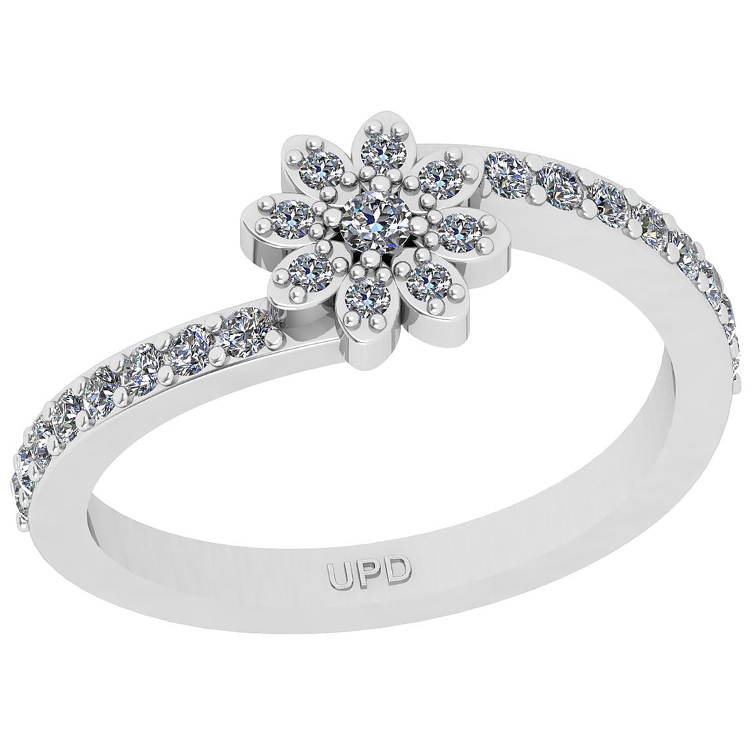 0.33 Ctw SI2/I1 Diamond Prong Set 14K White Gold Flower Ring: Center Diamond Weight : 0.33 Ctw (Round Cut) Center Diamond Color :- J-K Center Clarity : SI2/I1 Stone Setting : Prong Metal Weight : Approx 2.80 Gram 14K White Gold Flower Ring Current Ring Size 6 #P
