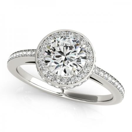 CERTIFIED PLATINUM 1.46 CTW J-K/VS-SI1 DIAMOND HALO ENGAGEMENT RING (1 of 1)