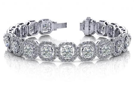 14KT WHITE GOLD 13 CTW G-H VS2/SI1 OCTAGON RED CARPET DIAMOND BRACELET (1 of 1)