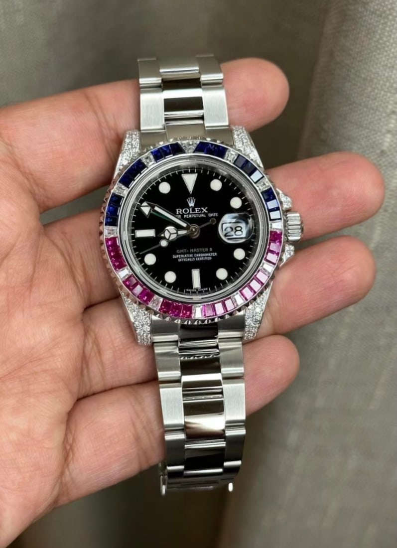 NEW CUSTOM AFTERMARKET SARU ROLEX GMT MASTER II 40MM COMES WITH BOX AND APP (1 of 1)