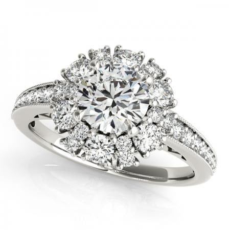 CERTIFIED PLATINUM 1.41 CTW J-K/VS-SI1 DIAMOND HALO ENGAGEMENT RING (1 of 1)