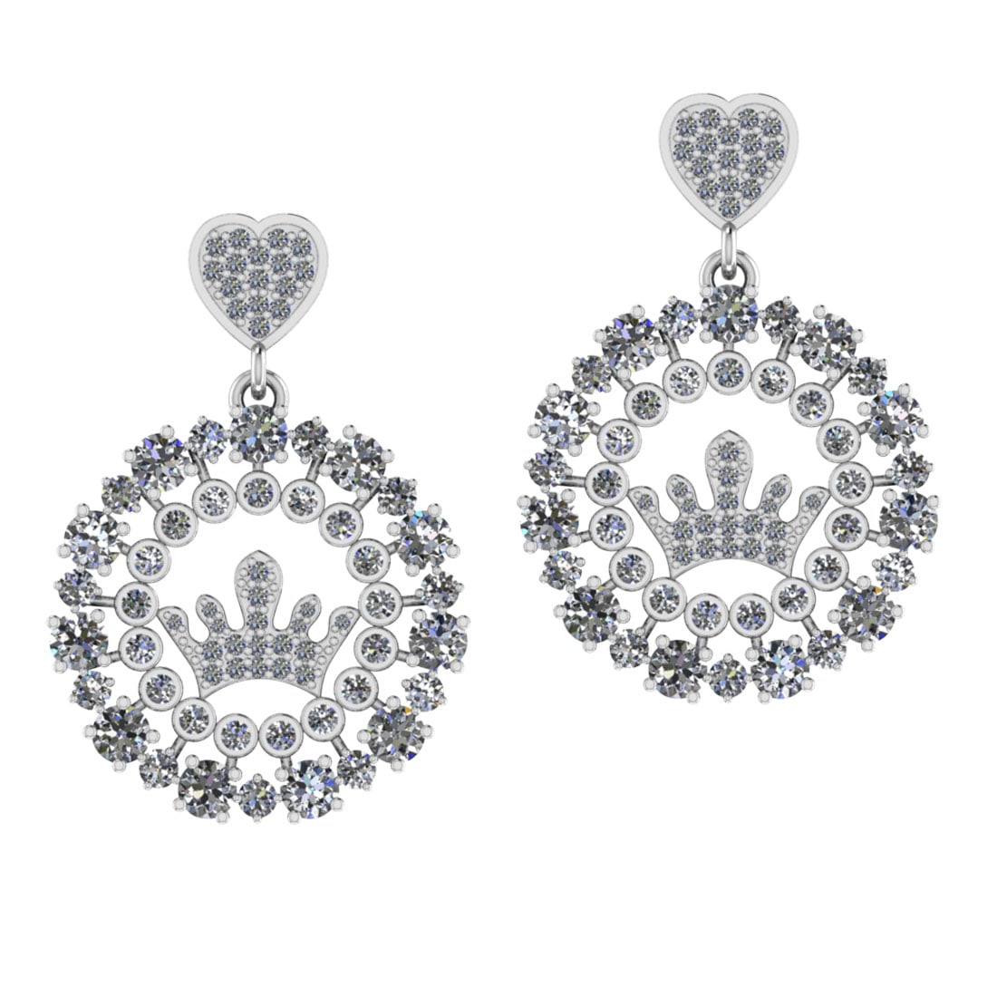 3.82 Ctw SI2/I1 Diamond Style Prong & Bezel Set 14K White Gold Earrings (1 of 1)
