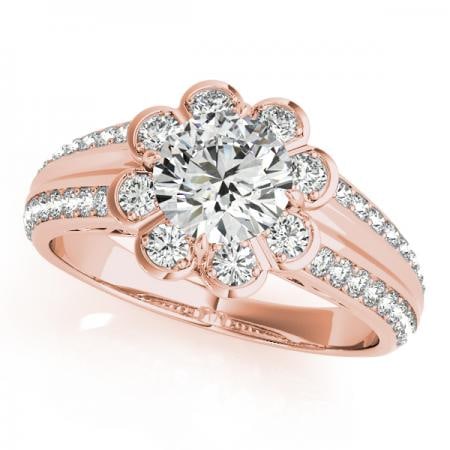 CERTIFIED 18K ROSE GOLD 1.18 CTW J-K/VS-SI1 DIAMOND HALO ENGAGEMENT RING (1 of 1)