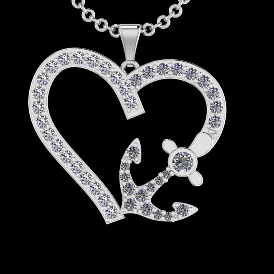 0.40 Ctw SI2/I1 Diamond 10K White Gold Charm Pendant Necklace (1 of 1)