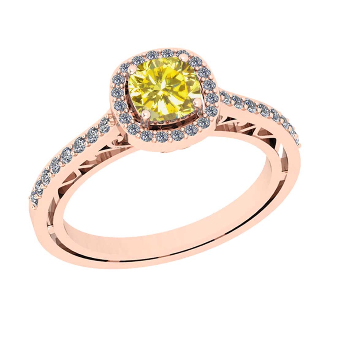1.18 Ctw Gia certified Natural Light Fancy Yellow And White Diamond 14K Ros: Gia certified Color Diamond Weight : 0.92 Ctw (Cushion Cut ) Gia certified Center Diamond Color : Natural Light Fancy Yellow Diamond Stone Clarity : SI1 Stone Setting : Prong Side Stone Weight Of Ctw