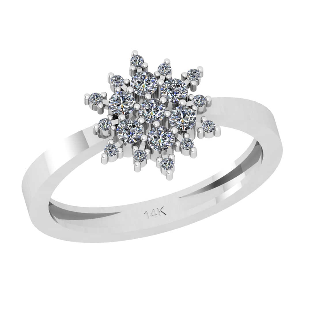 0.30 Ctw SI2/I1 Diamond 14K White Gold Cluster Ring (1 of 2)