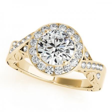 CERTIFIED 18K YELLOW GOLD 1.01 CTW J-K/VS-SI1 DIAMOND HALO ENGAGEMENT RING (1 of 1)