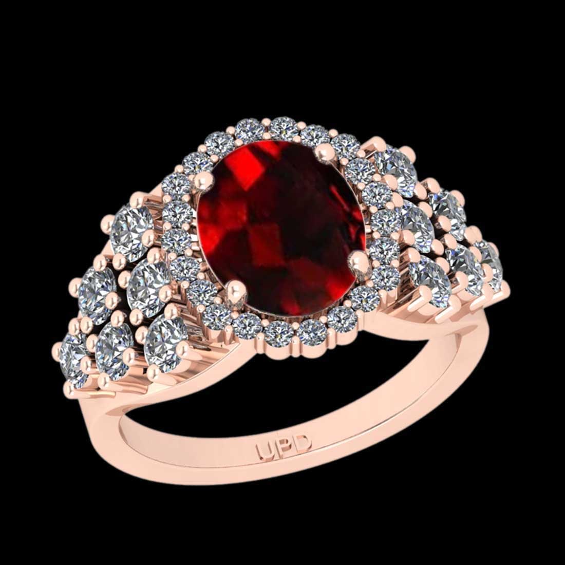 6.12 Ctw VS/SI1 Spessartite Garnet and Diamond 14K Rose Gold Engagement Rin: Center Stone Weight : 4.62 Ctw ( Oval Cut) Center stone Color :-Spessartite Garnet Center Stone Setting : Prong Side Stone Weight Of Ctw 1.50 Ctw Side Stone Color : J-K Stone Clarity : VS/SI1 Stone Se