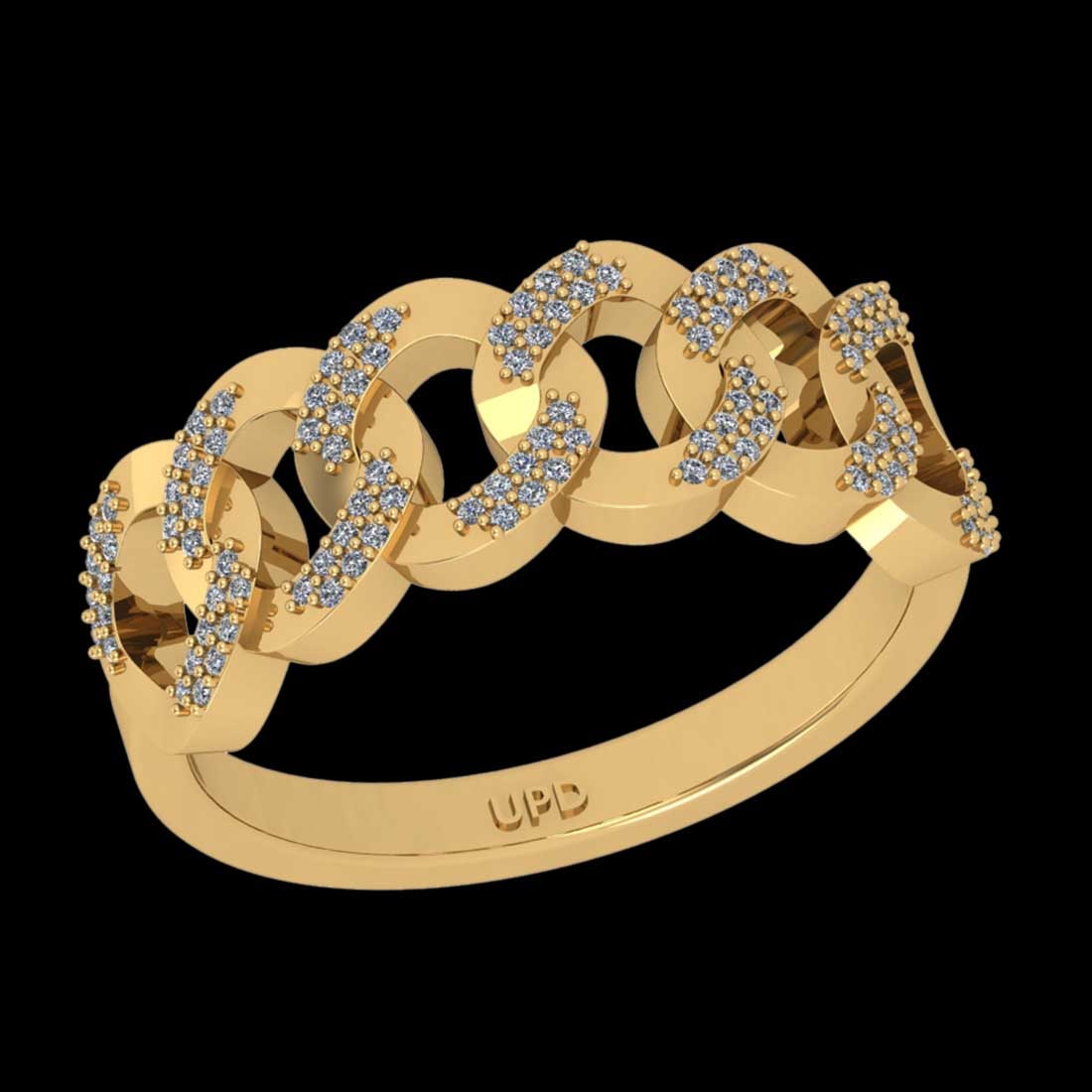 1.08 Ctw SI2//I1 Diamond 14 K Yellow Gold Custer Band Ring (1 of 2)