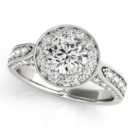 CERTIFIED PLATINUM 1.17 CTW J-K/VS-SI1 DIAMOND HALO ENGAGEMENT RING (1 of 1)