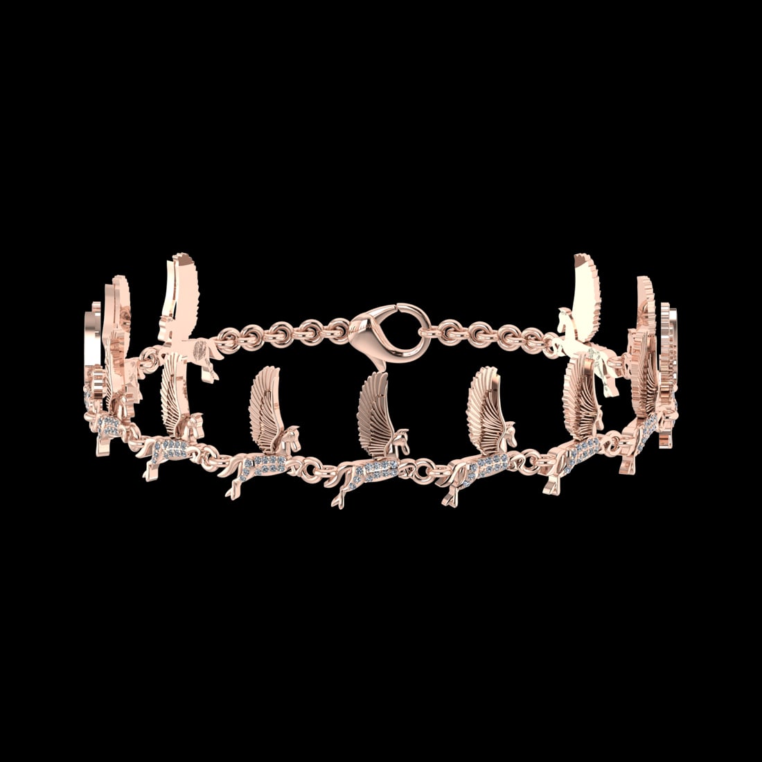 0.35 Ctw VS/SI1 Diamond 18k Rose Gold uicon Bracelet: Total Diamond Weight : 0.35 Ctw (Round cut) Center Diamond Color :- J-K Center Clarity : VS/SI1 Stone Setting : Prong Metal Weight : Approx 14.45 Gram 18k Rose Gold uicon Bracelet Size :7.5 inch
