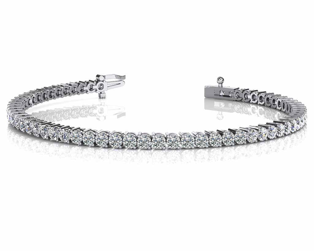 14K WHITE GOLD 1.50 CTW G-H SI2/SI3 2 PRONG SET ROUND DIAMOND TENNIS BRACEL (1 of 1)