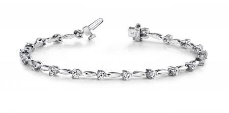 14K WHITE GOLD 1 CTW G-H I1/I2 ALTERNATING DIAMOND DROP BRACELET (1 of 1)