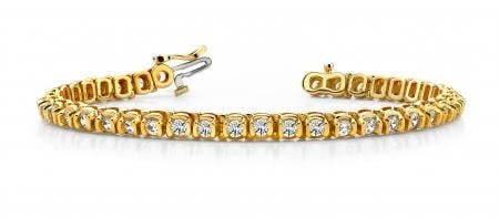14K YELLOW GOLD 2.50 CTW G-H I1/I2 HALF BEZEL CIRCLE LINK DIAMOND TENNIS BR (1 of 1)