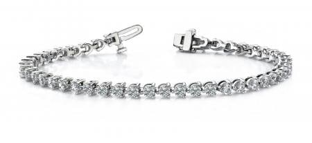 14K WHITE GOLD 2 CTW G-H I1/I2 THREE PRONG TENNIS BRACELET (1 of 1)