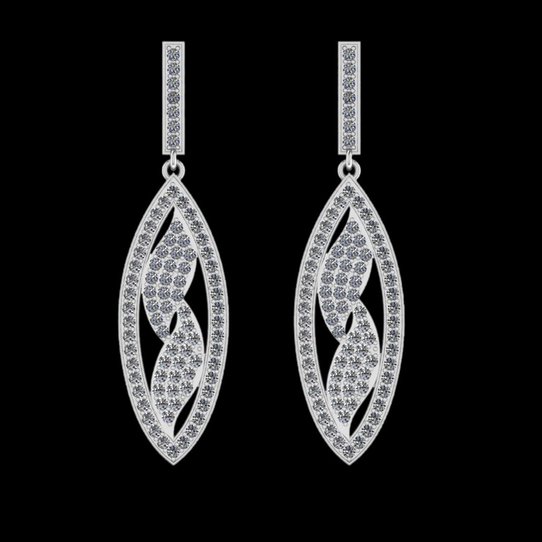 3.52 Ctw VS/SI1 Diamond 14K White Gold Dangling Earrings (1 of 1)