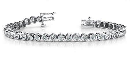14KT WHITE GOLD 2 CTW G-H SI2/SI3 CLASSIC ROUND BEZEL SET DIAMOND TENNIS BR: 14KT WHITE GOLD 2 CTW G-H SI2/SI3 CLASSIC ROUND BEZEL SET DIAMOND TENNIS BRACELET #PAPPS20221v5