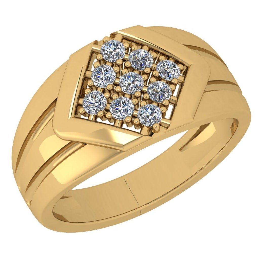 0.31 Ctw SI2/I1 Diamond 14K Yellow Gold Men s Band Ring (1 of 1)