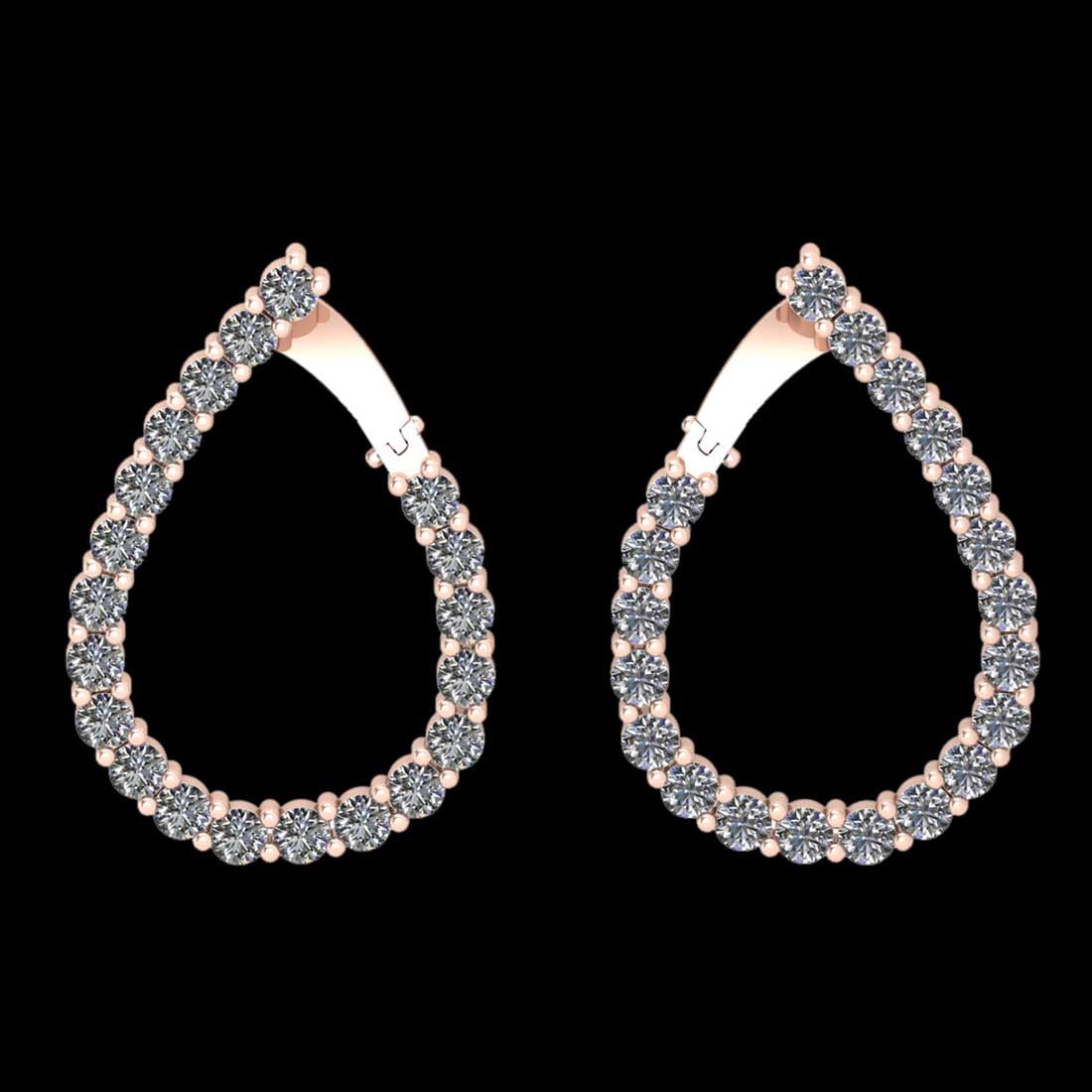 2.60 Ctw SI2//I1 Diamond 14 K Rose Gold J Hoop Earrings: Total Diamond Weight : 2.60 Ctw (Round cut) Center Diamond Color :- J-K Center Clarity : SI2//I1 Stone Setting : Prong Metal Weight : Approx 6.70 Gram 14 K Rose Gold J Hoop Earrings MJ3080-2.3E