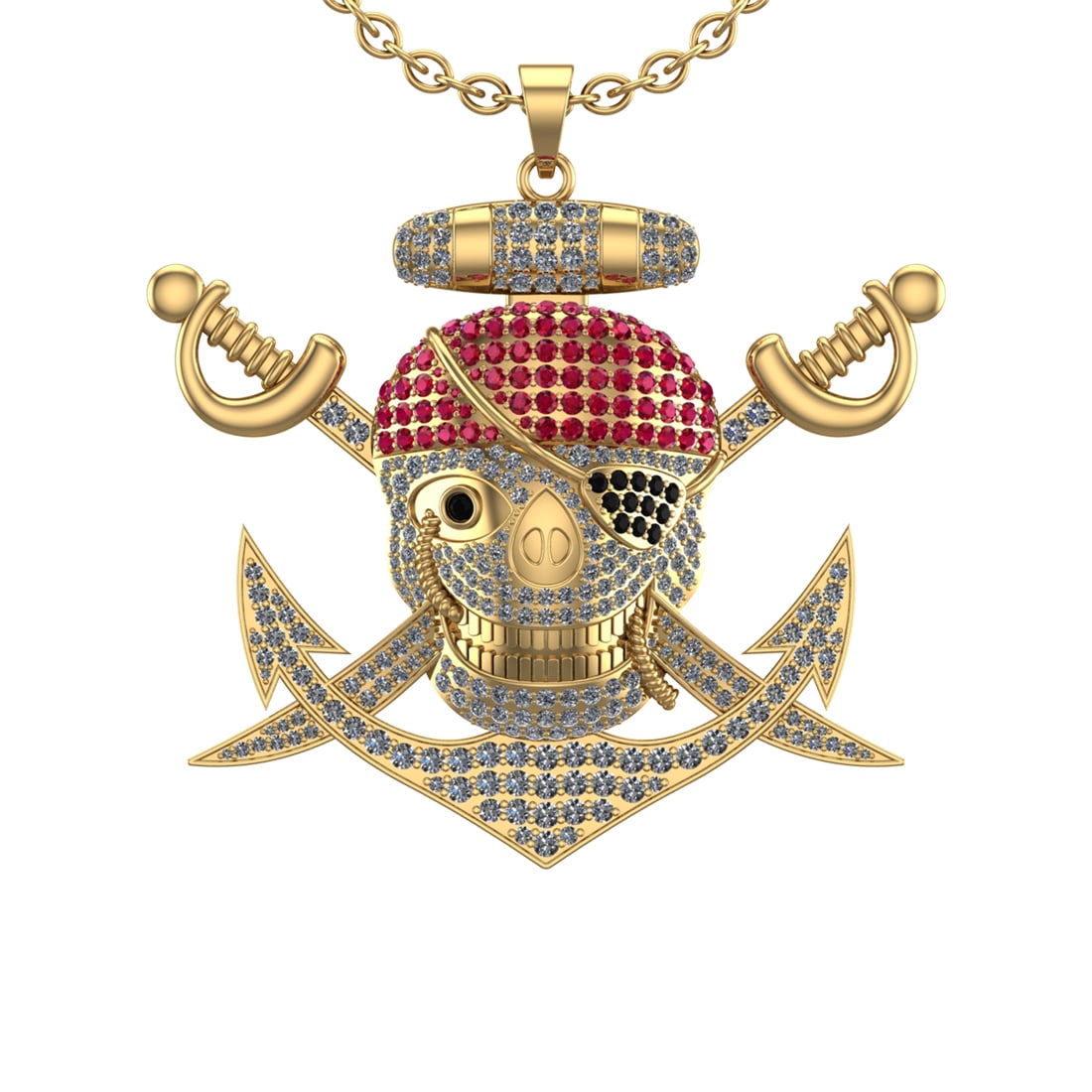 4.14 Ctw SI2/I1 Ruby and Diamond Prong Set 14K Yellow Gold Hip Hop theme Pe: Color Diamond Weight :- 0.25 ctw Diamond Color :-Treated Fancy Black Diamond Clarity : SI2/I1 Center Stone Weight : 0.62 Ctw (Round Cut) Center stone Color :- Ruby Center Stone Setting : Prong Side