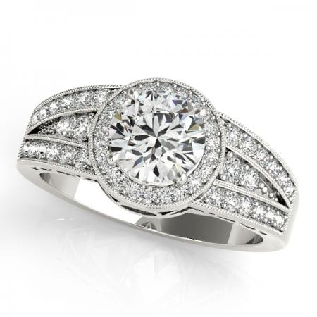 CERTIFIED PLATINUM .92 CTW J-K/VS-SI1 DIAMOND HALO ENGAGEMENT RING (1 of 1)