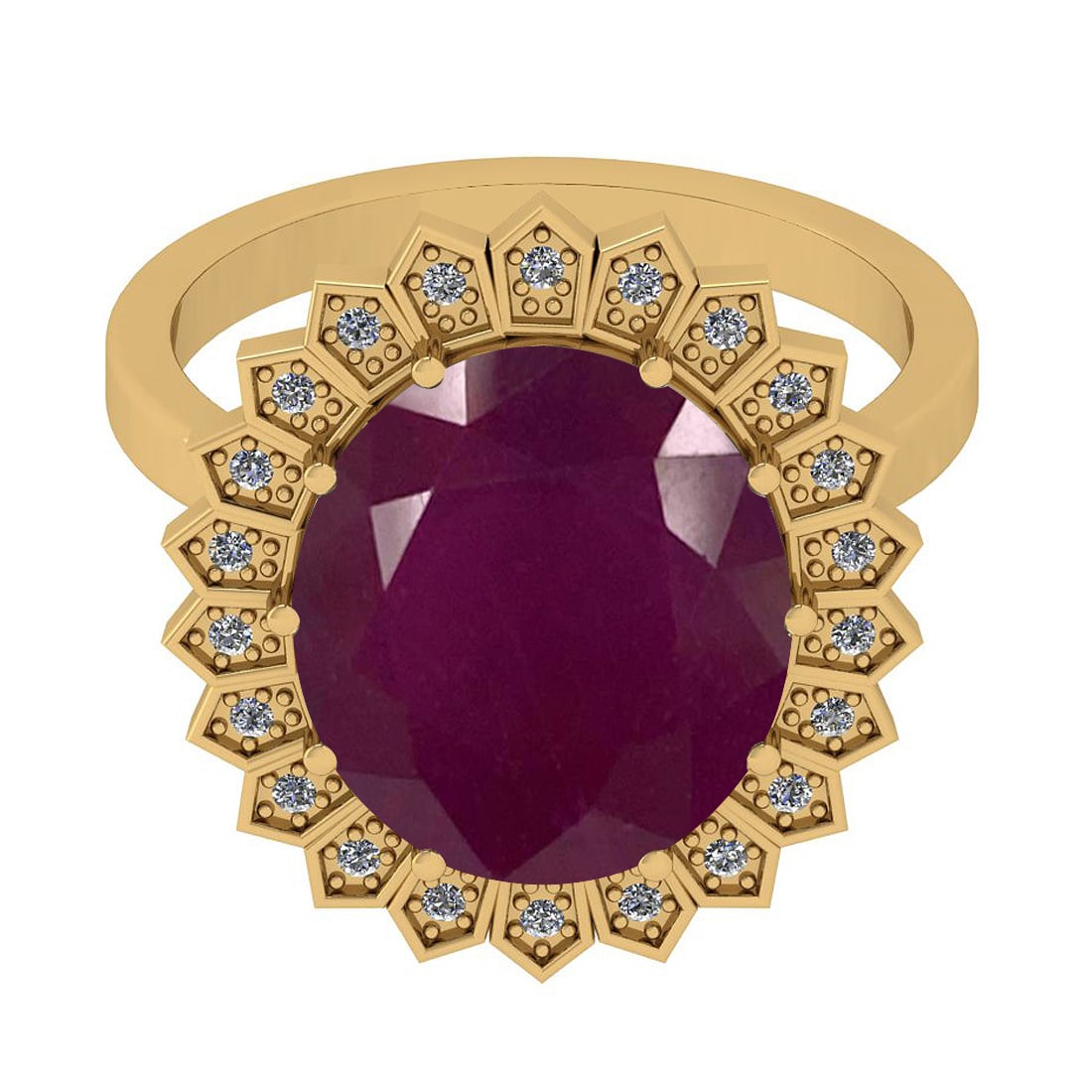 9.15 Ctw SI2/I1 Ruby And Diamond 18K Yellow Gold Ring - 2