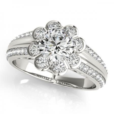 CERTIFIED PLATINUM 1.18 CTW J-K/VS-SI1 DIAMOND HALO ENGAGEMENT RING (1 of 1)