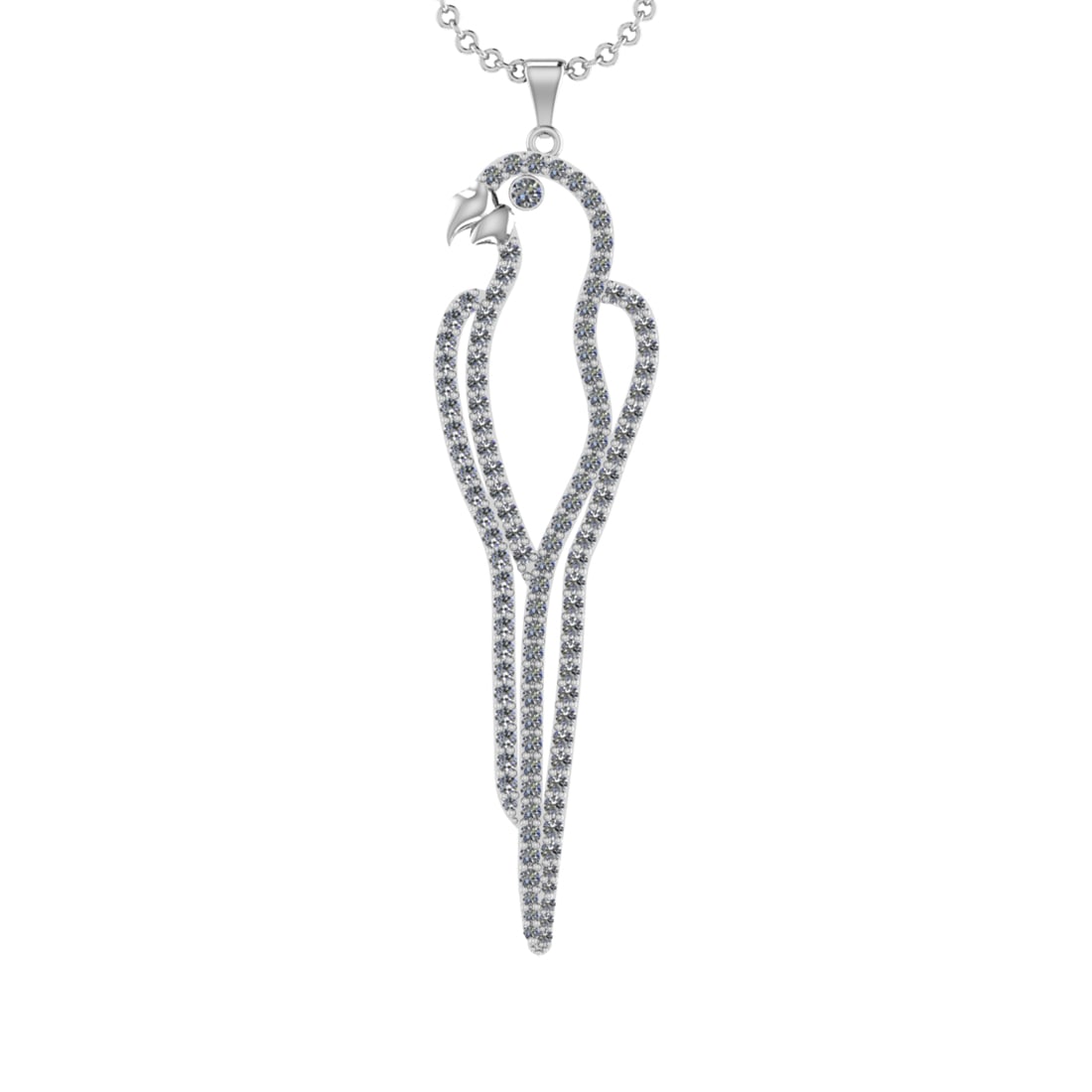 2.30 Ctw SI2/I1 Diamond 14K White Gold Parrot Pendant Necklace: Total Diamond Weight : 2.30 Ctw (Round cut) Center Diamond Color :- J-K Center Clarity : SI2/I1 Stone Setting : Prong Metal Weight : Approx 8.20 Gram 14K White Gold Parrot Pendant Necklace #PAPPS32588