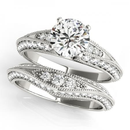 CERTIFIED 18KT WHITE GOLD 1.40 CTW J-K/VS-SI1 DIAMOND BRIDAL SET: CERTIFIED 18KT WHITE GOLD 1.40 CTW J-K/VS-SI1 DIAMOND BRIDAL SET (CENTER STONE DIAMOND .80 CTWW J-K/VS-SI1) please request ring size upon payment #PAPPS86725v3