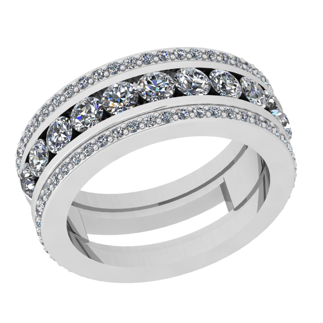 1.43 Ctw SI2/I1 Diamond 14K White Gold Wedding/Anniversary /Engagement Band: Total Diamond Weight : 1.43 Ctw (Round Cut) Color : J-K Setting : Prong Stone Clarity : SI2/I1 Metal Weight : Approx 8.10 Gram 14K White Gold Wedding/Anniversary /Engagement Band Ring Current Ring