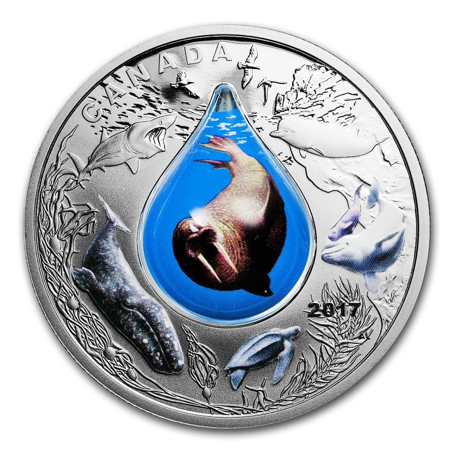 2017 Canada 1 oz Silver $20 Underwater Life (3D Water Droplet): 2017 Canada 1 oz Silver $20 Underwater Life (3D Water Droplet) #PAPPS98540v15