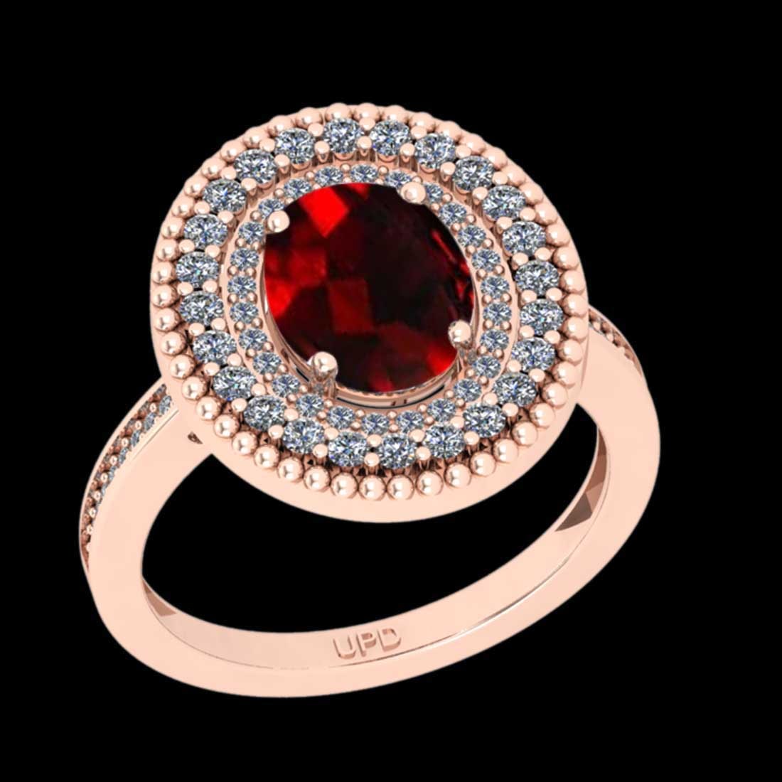 4.17 Ctw VS/SI1 Spessartite Garnet and Diamond 14K Rose Gold Engagement Rin: Center Stone Weight : 3.65 Ctw ( Oval Cut) Center stone Color :-Spessartite Garnet Center Stone Setting : Prong Side Stone Weight Of Ctw 0.52 Ctw Side Stone Color : J-K Stone Clarity : VS/SI1 Stone