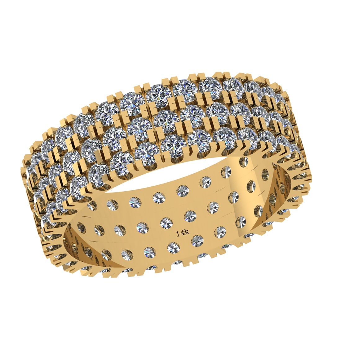 2.25 Ctw Si2/i1 Diamond 14K Yellow Gold Eternity Band Ring: Total Weight : 2.25 Ctw (Round Cut ) Diamond Stone Color : J-K Stone Clarity : Si2/i1 Diamond Stone Setting : Prong Metal Weight : Approx 3.50 Gram 14K Yellow Gold Eternity Band Ring Current Ring Size