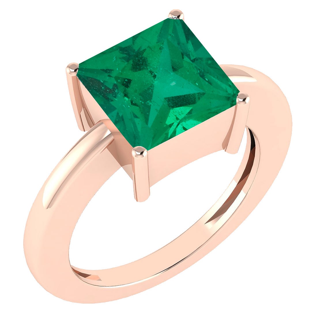Certified 1.50 Ctw Emerald Princess Cut 14K Rose Gold Solitaire Ring MADE I (1 of 1)