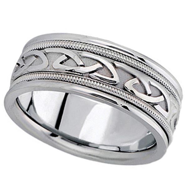 Hand Made Celtic Wedding Band in 14k White Gold 8mm (1 of 1)