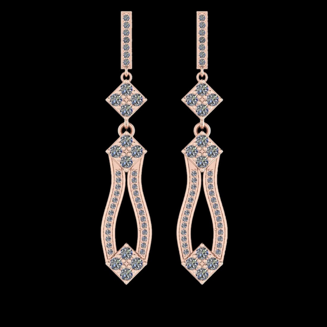 1.56 Ctw VS/SI1 Diamond 14K Rose Gold Dangling Earrings (1 of 1)